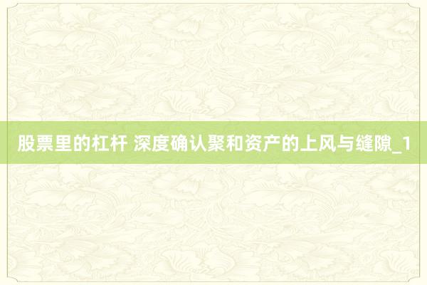 股票里的杠杆 深度确认聚和资产的上风与缝隙_1