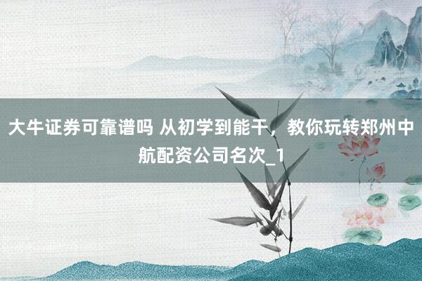 大牛证券可靠谱吗 从初学到能干，教你玩转郑州中航配资公司名次_1