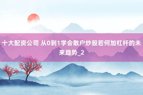 十大配资公司 从0到1学会散户炒股若何加杠杆的未来趋势_2