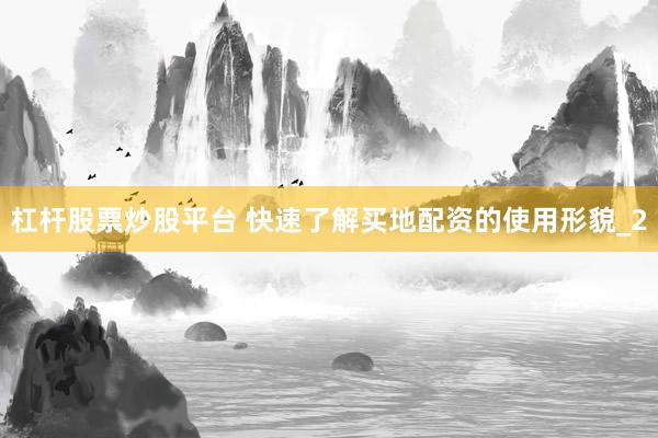 杠杆股票炒股平台 快速了解买地配资的使用形貌_2